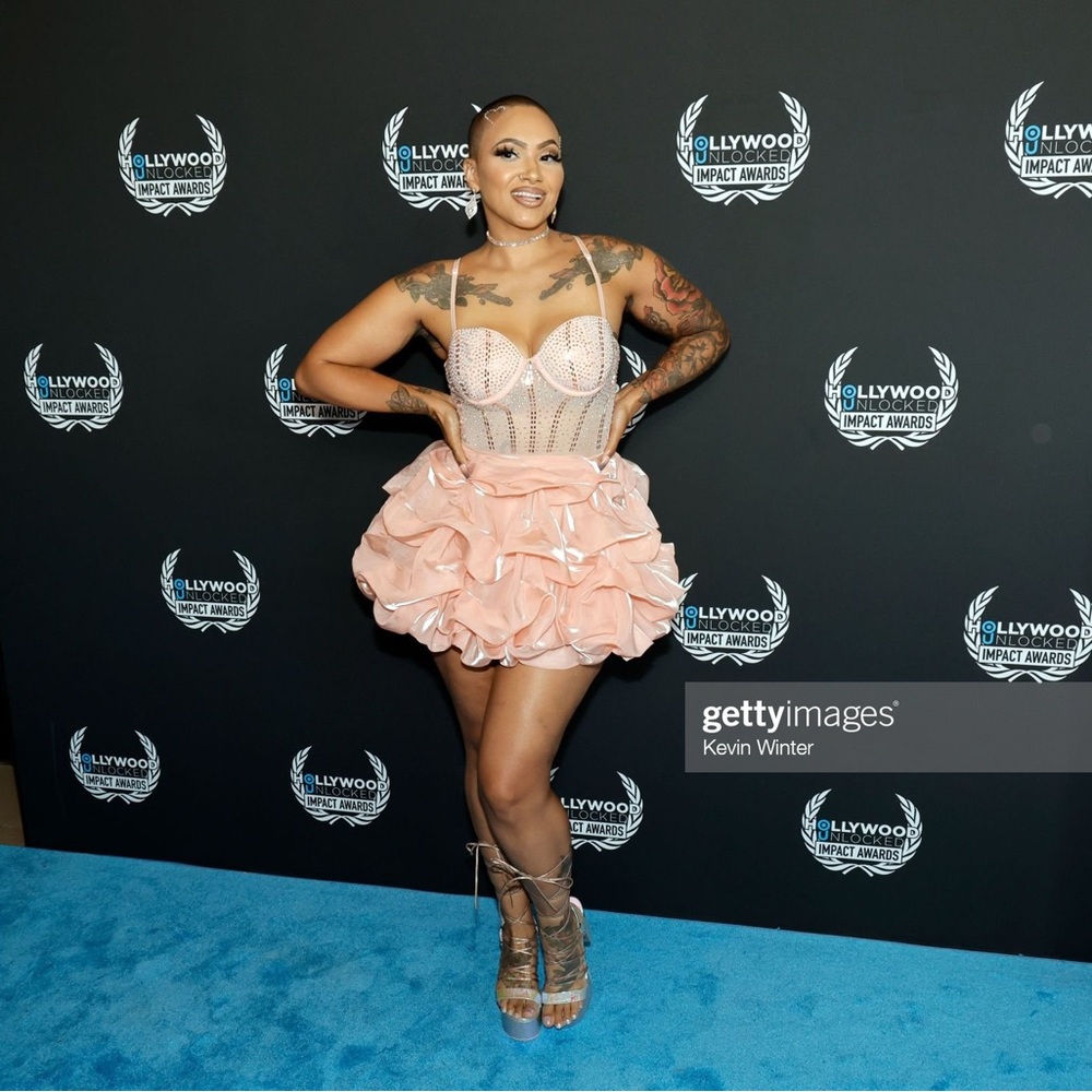Pink Ruffled Dress with Sheer bodice